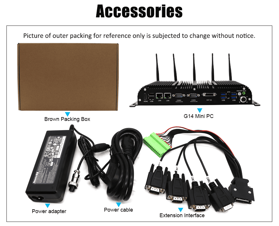 Inustrial Box PC GT1400 RS232 RS485 Dual LAN RJ45 6USB Ports SIM Card slot support SIM Card for 5G Module