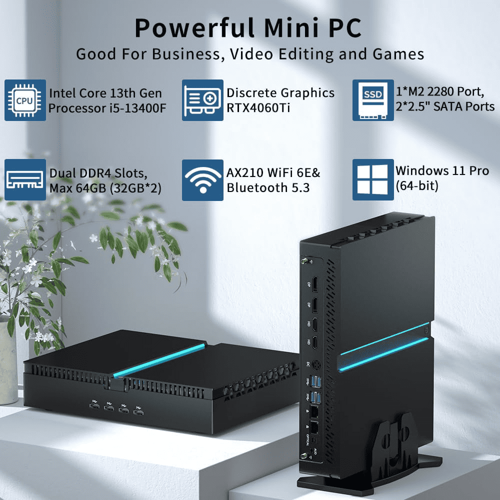 Mini Gaming PC MT300 With RTX 2060/3060/RTX4060TI/4070 Gaming Graphics Cards
